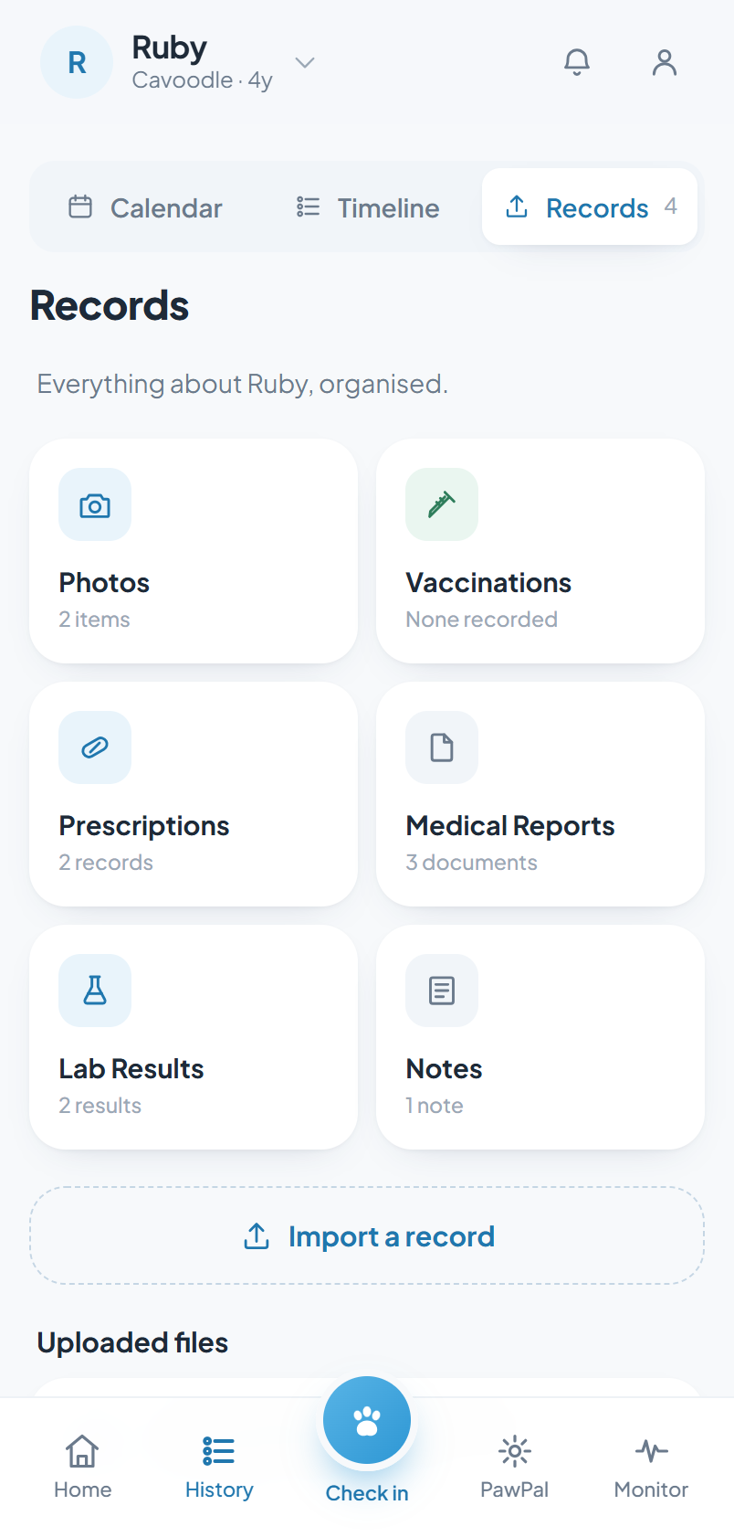 PawPad — import records screen